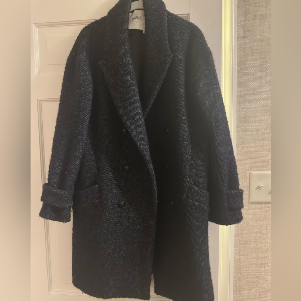 Women's Black Wool Coat Bash